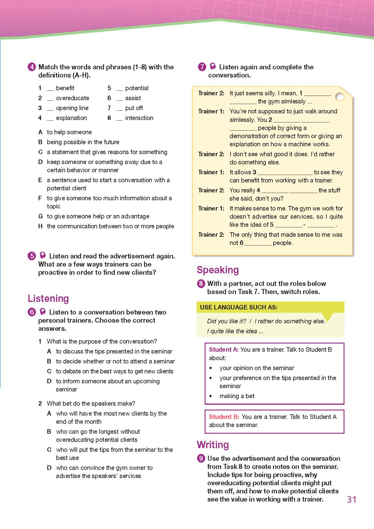 ESP English for Specific Purposes - Career Paths: ESP English for Specific Purposes - Career Paths: Fitness Training - Sample Page 4