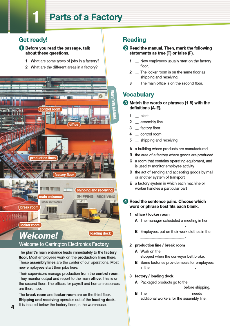 ESP English for Specific Purposes - Career Paths: Industrial Assembly - Sample Page 1