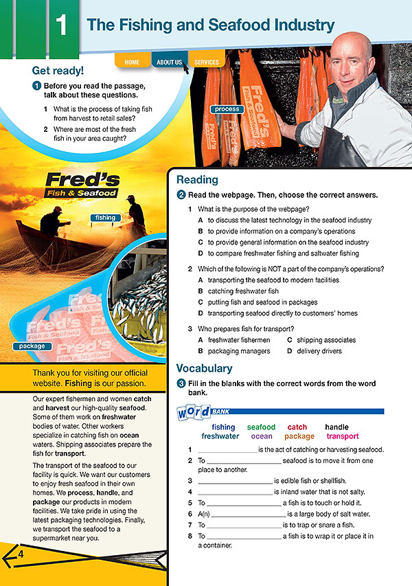 Sample Page 1 - Career Paths: Fishing & Seafood Industry