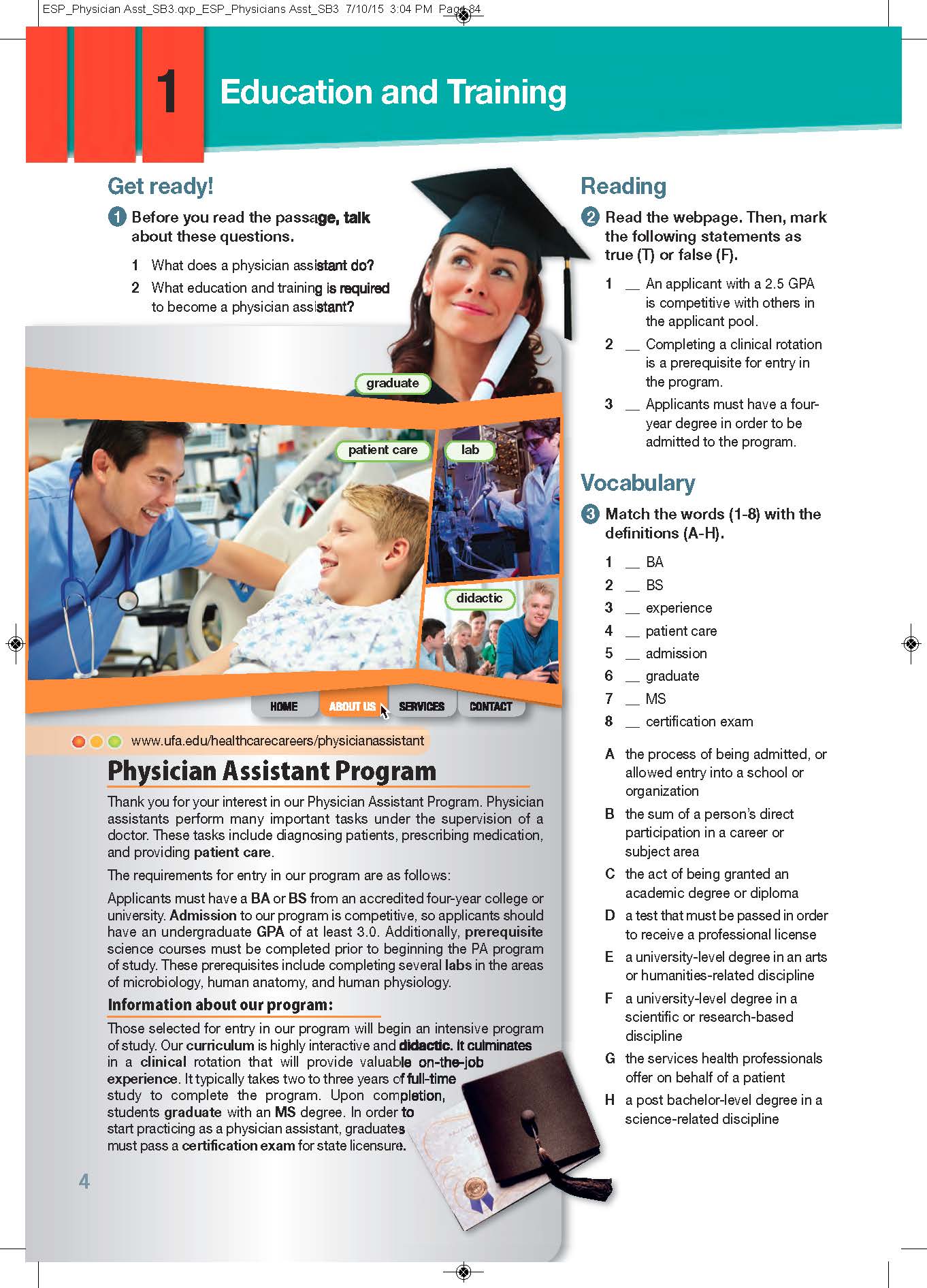 ESP English for Specific Purposes - Career Paths: Physician Assistant - Sample Page 1